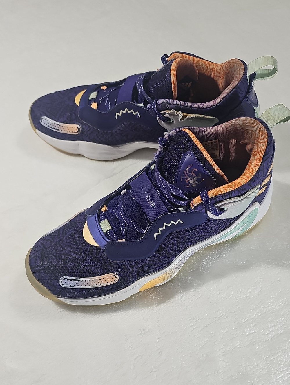 Adidas Men's Sneakers in Purple with Orange and Mint Accents‎